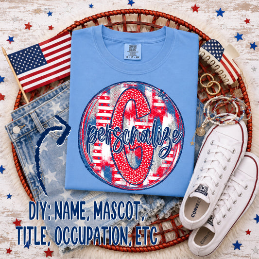 Patriotic Brush Strokes Circle DIY/Personalize; G