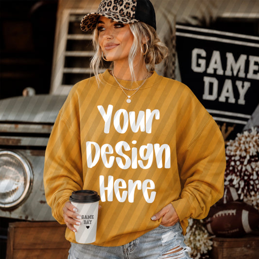 Gildan 18000 Gold Football Game Day Mockup