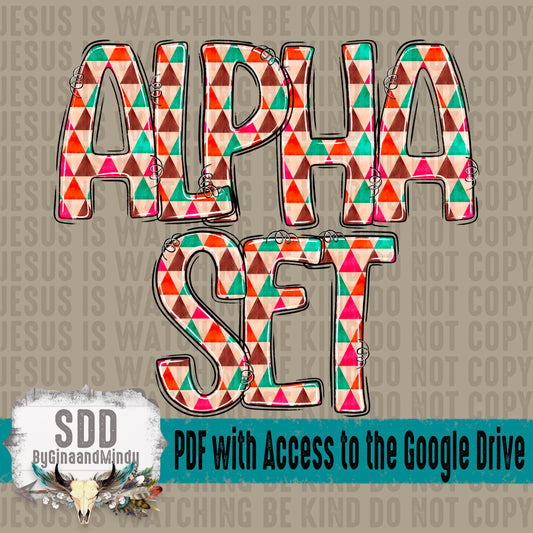 Geometric Doodle Alpha Set (1 Set of Uppercase + 0-9)
