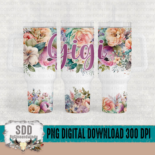 Gigi Pastel Floral 40 oz Tumbler Digital Design