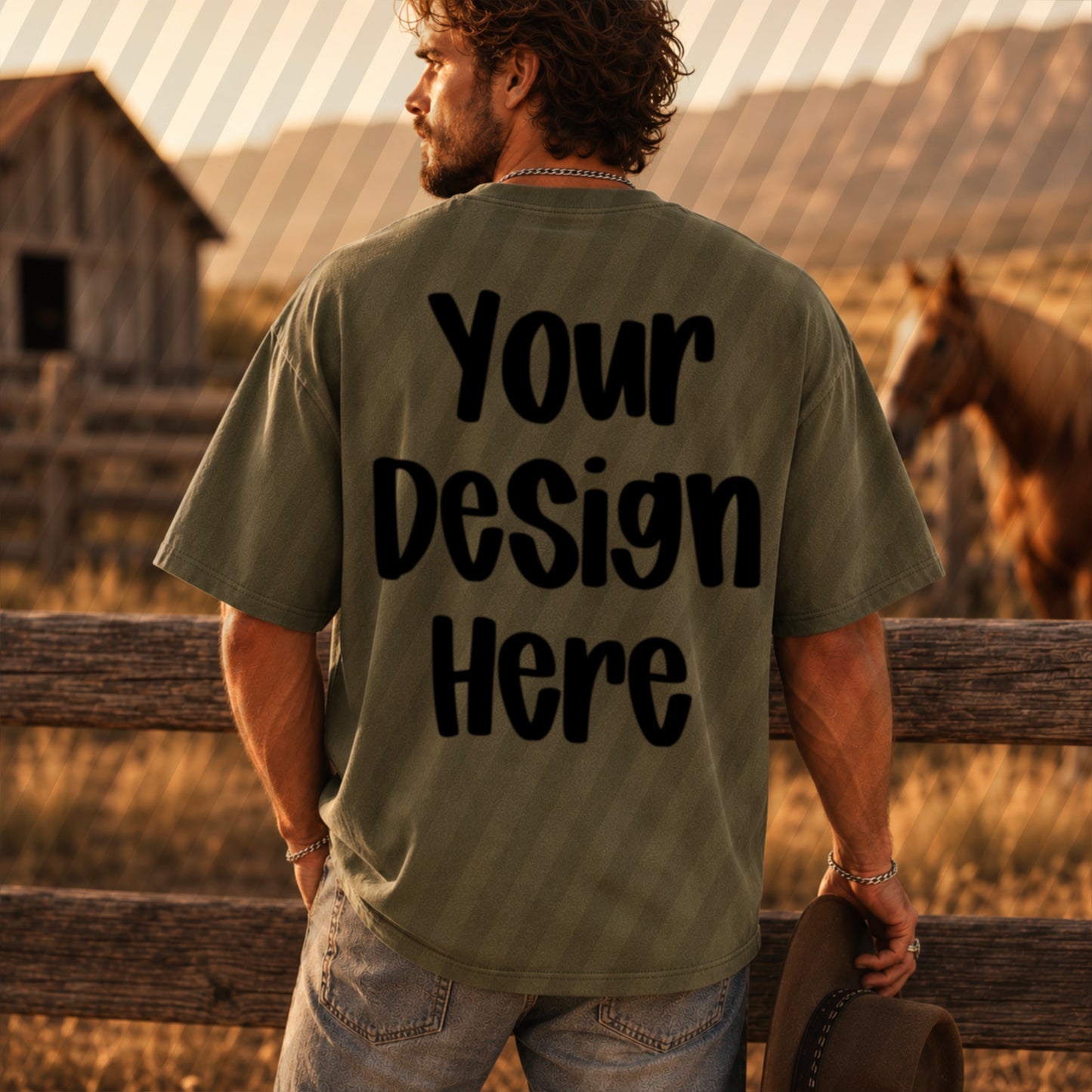 Gildan 18000 Western Male Back Military Green