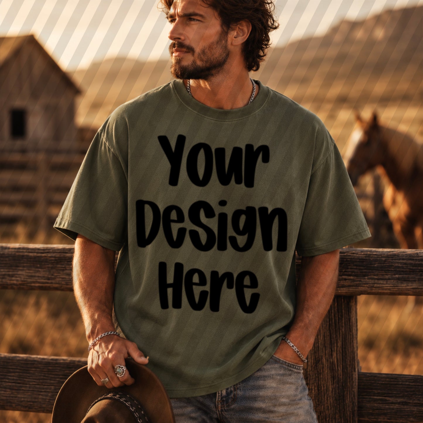 Gildan 18000 Western Male Front Military Green