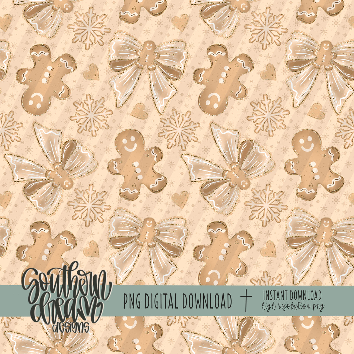 Gingerbread Bow Christmas Seamless Bundle