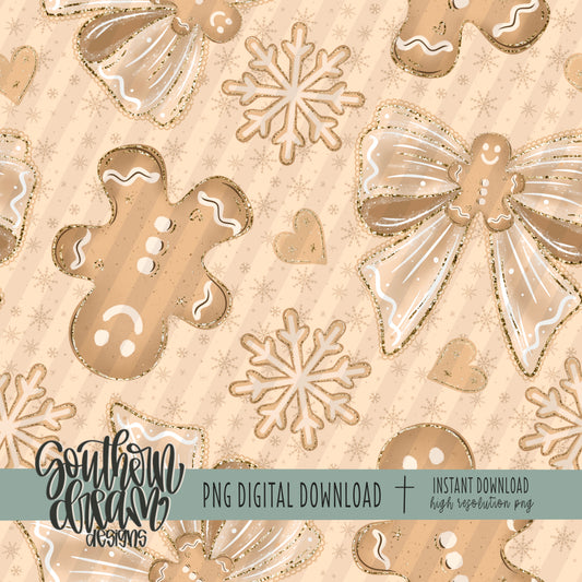 Gingerbread Bow Christmas Seamless Bundle