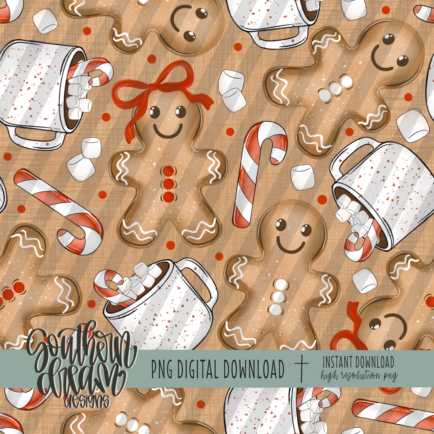 Gingerbread and Cocoa Seamless Digital Paper BUNDLE