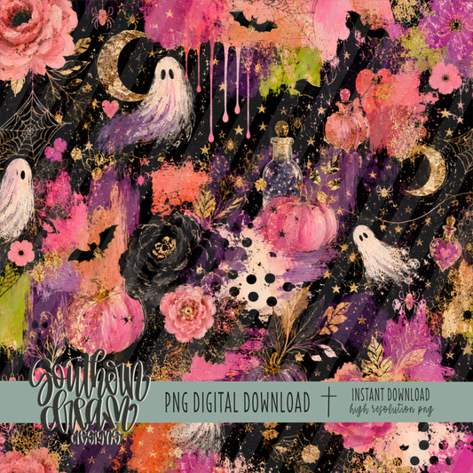 Girly Spooky Mixed Media Collage Digital Paper (Not Seamless)