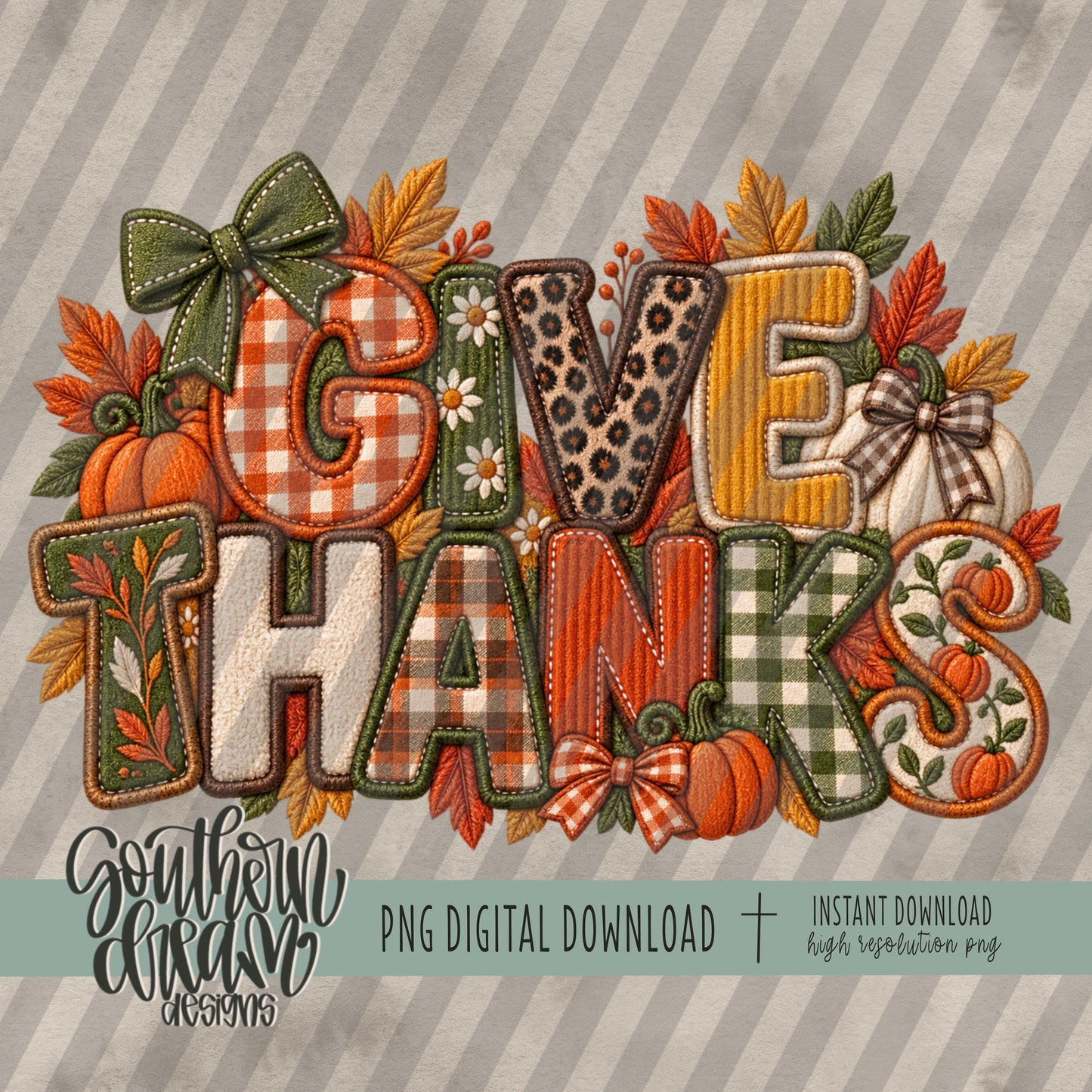 Give Thanks Faux Embroidery