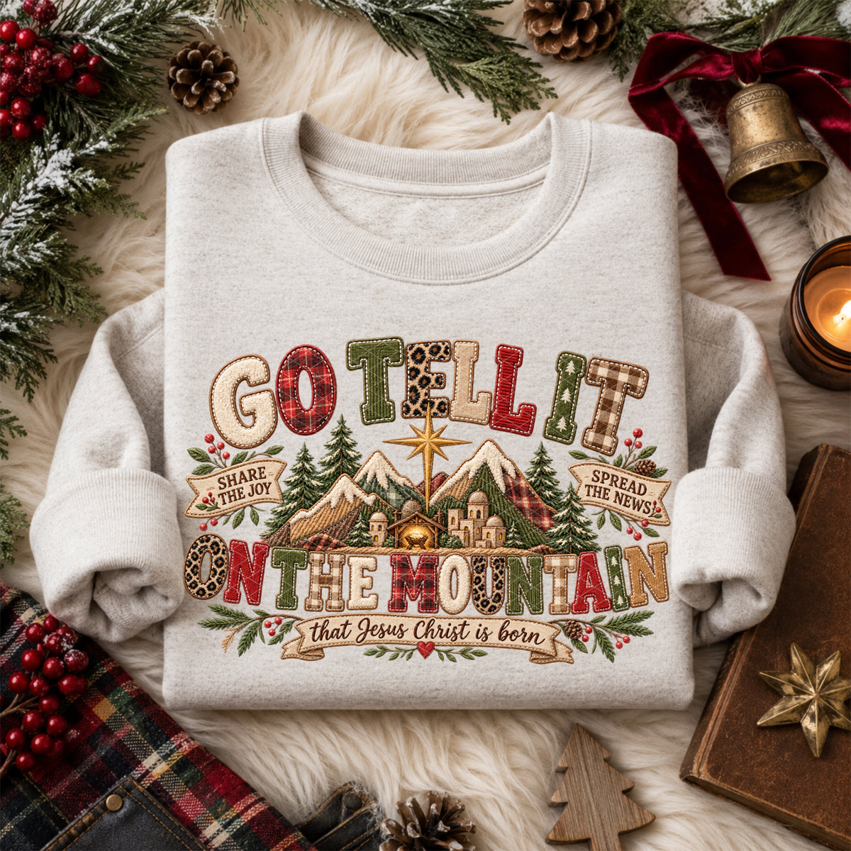 Go Tell it on the Mountain Faux Embroidery