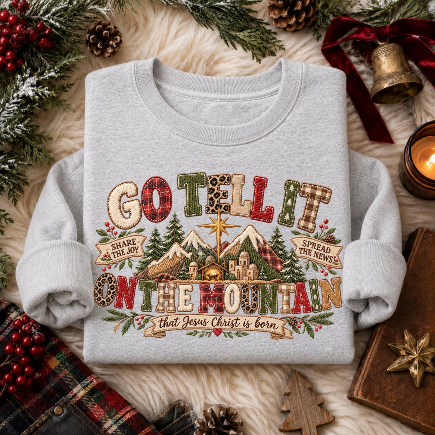Go Tell it on the Mountain Faux Embroidery