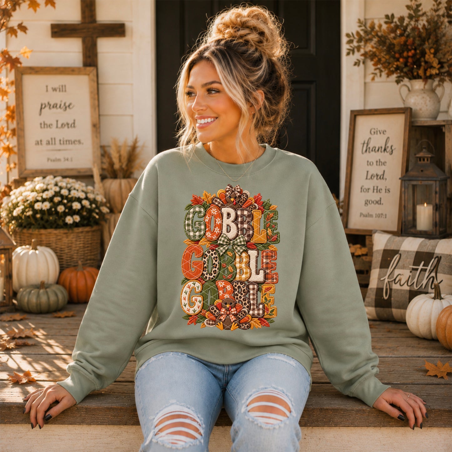 Gobble Gobble Gobble Faux Embroidery