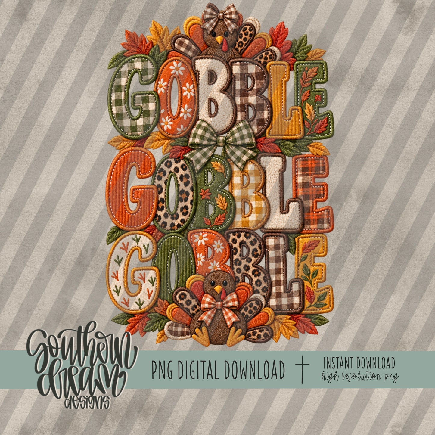 Gobble Gobble Gobble Faux Embroidery