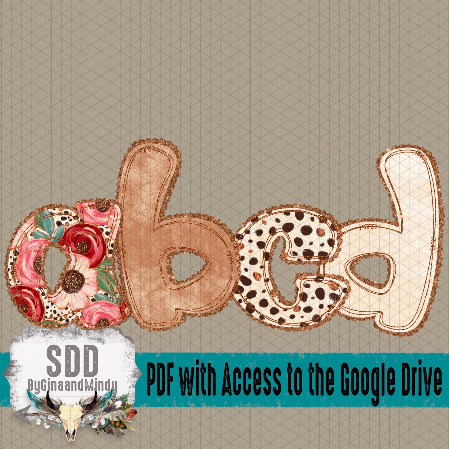 Golden Love and Lace Doodle Alpha (4 Sets Uppercase & Lowercase, 0-9, + Special Characters)