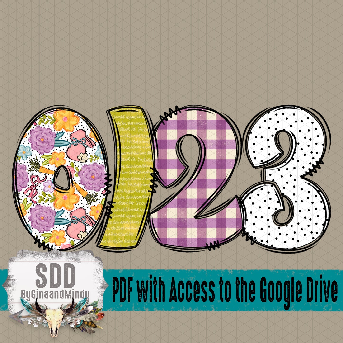 Grace Filled Spring Doodle Alpha (4 Set Uppercase & Lowercase, 0-9, & Special Characters)