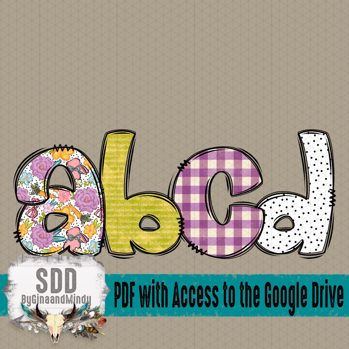 Grace Filled Spring Doodle Alpha (4 Set Uppercase & Lowercase, 0-9, & Special Characters)