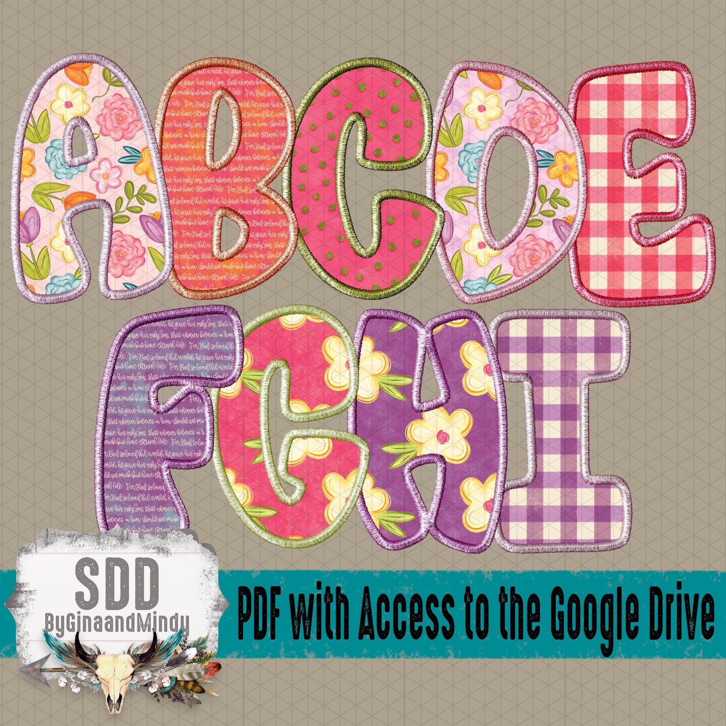 Grace Filled Spring Stitched Alpha (9 Set Uppercase & Lowercase, 0-9, & Special Characters)