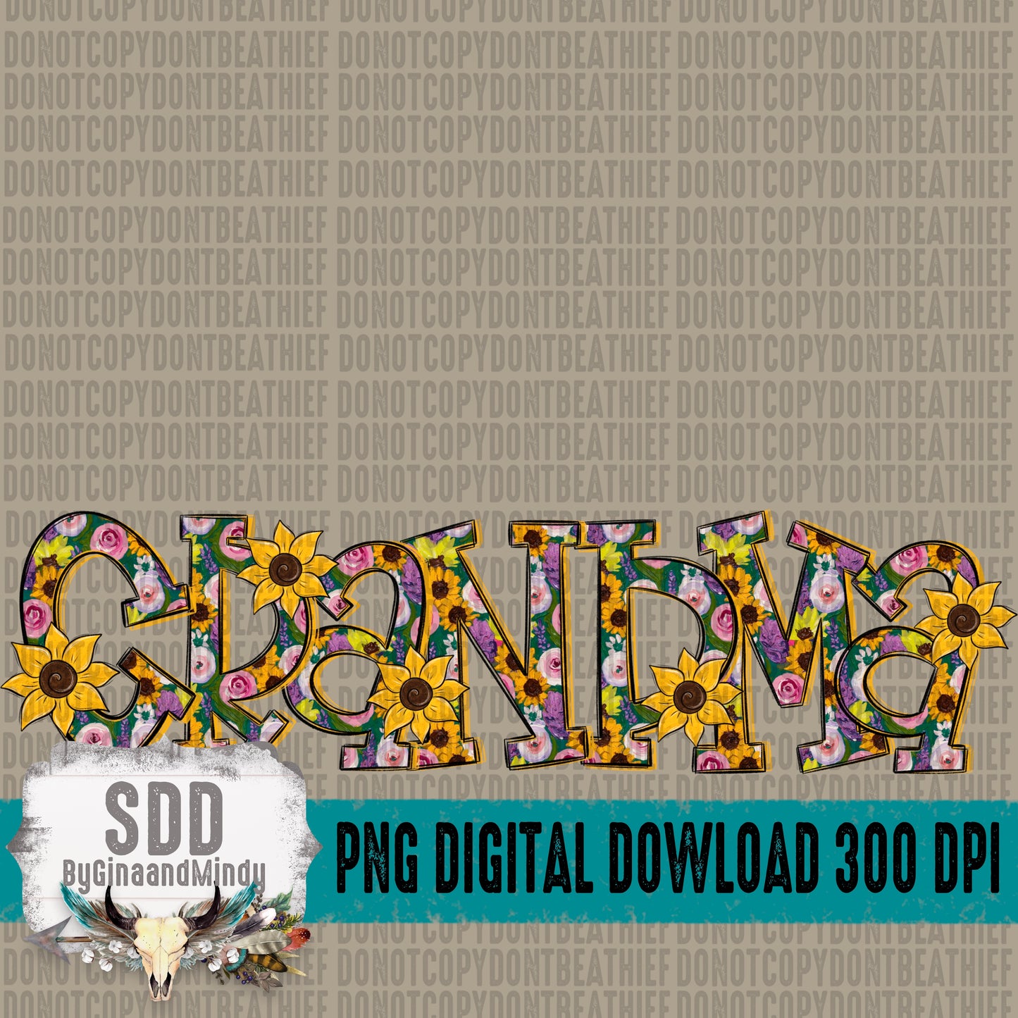 Floral Sunflowers; Grandma