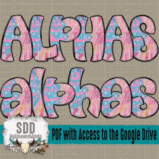 Chunky 4th Grunge Doodle Alpha Set (1 Set Uppercase & Lowercase, 0-9, + Special Characters)