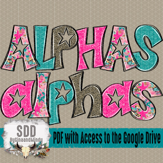 Grunge Stars Doodle Alpha (4 Sets Uppercase & Lowercase, 0-9, + Special Characters)