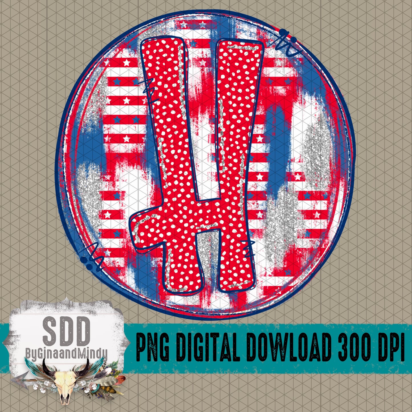 Patriotic Brush Strokes Circle DIY/Personalize; H