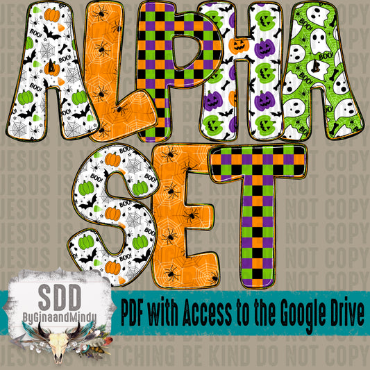 Halloween Boy Doodle Alpha (5 Sets Uppercase & 3 Special Characters)