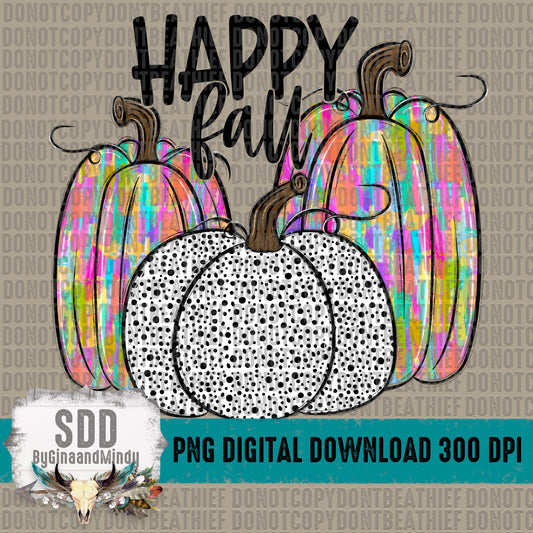 Happy Fall Dalmatian Dots & Messy Paint Pumpkins