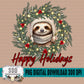 Happy Holidays Sloth Wreath