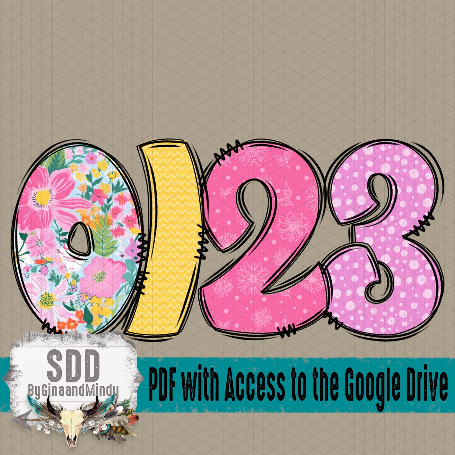 Happy Spring Doodle Alpha (4 Sets Uppercase & Lowercase, 0-9, + Special Characters)