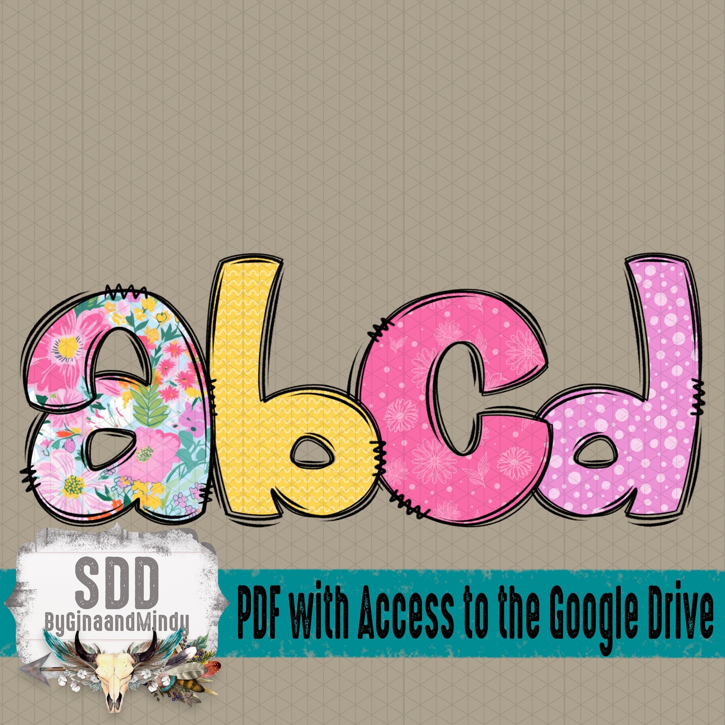 Happy Spring Doodle Alpha (4 Sets Uppercase & Lowercase, 0-9, + Special Characters)