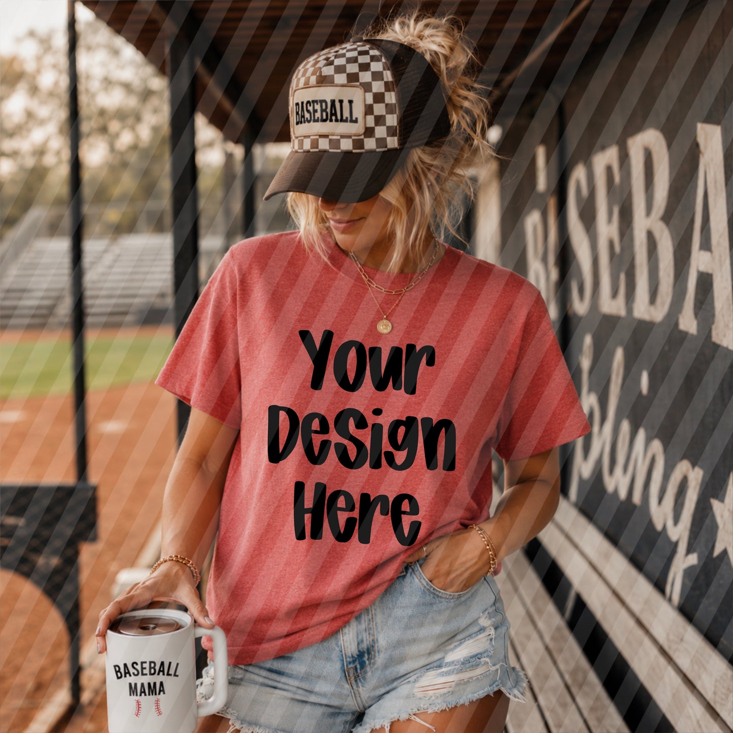 Heather Red Tee Baseball