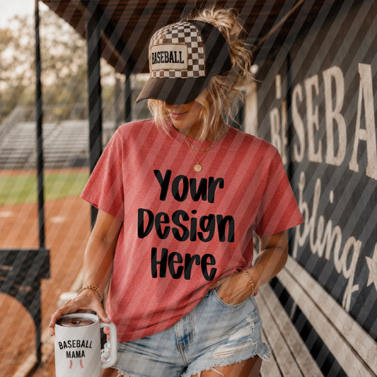 Heather Red Tee Baseball