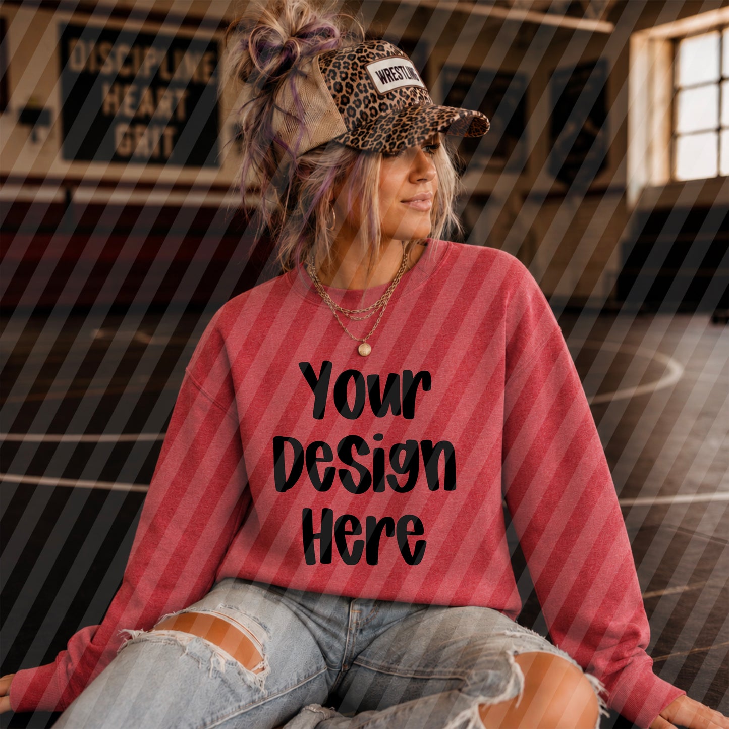 Heather Red Crew Sweatshirt Wrestling