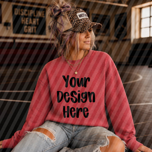 Heather Red Crew Sweatshirt Wrestling