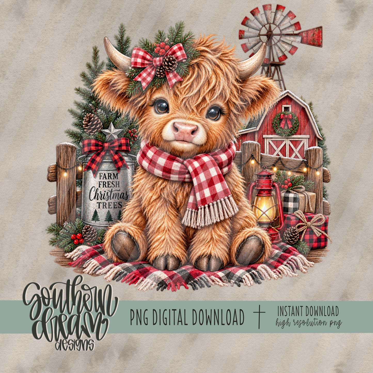 Christmas Highland Cow