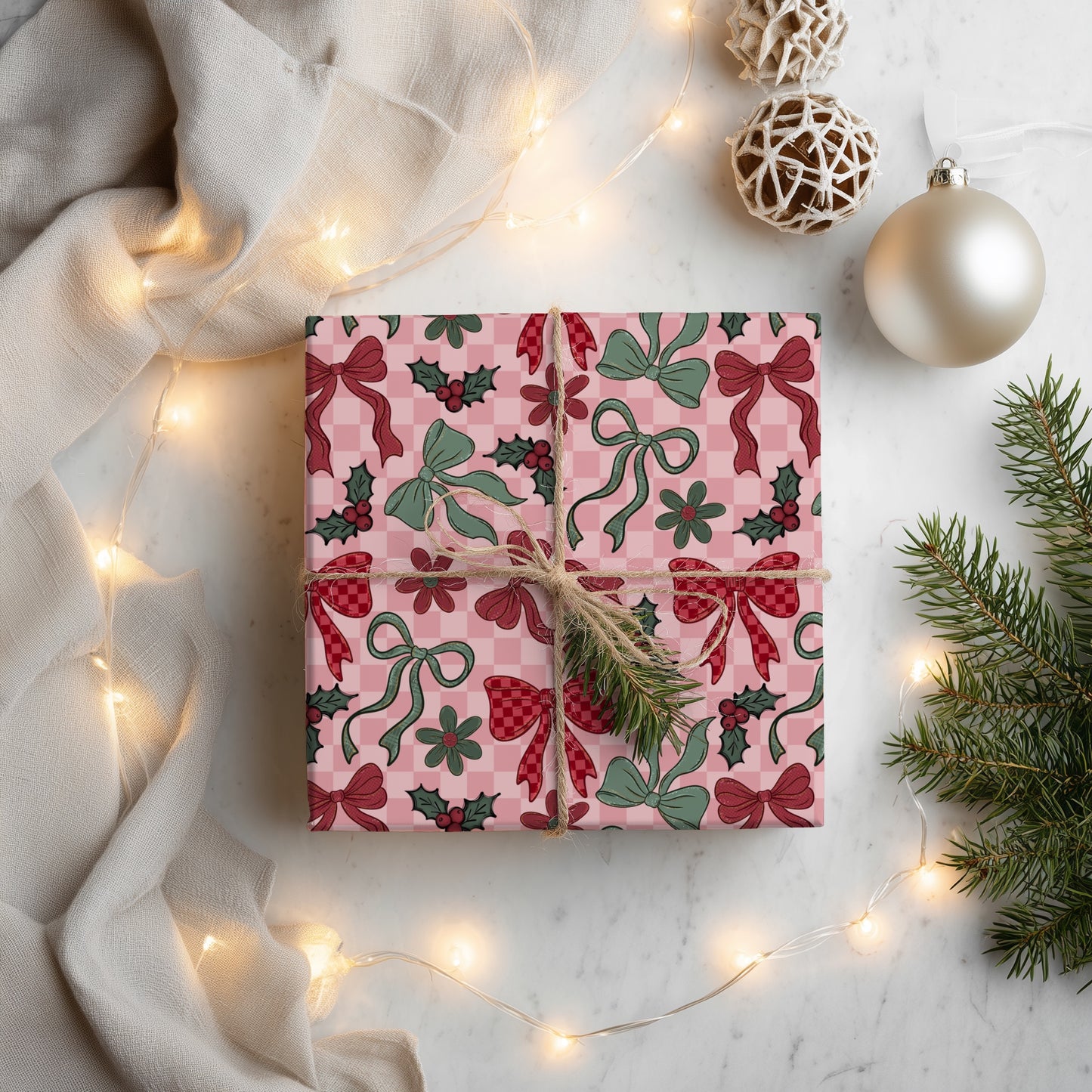 Christmas Bows & Holly Seamless Bundle