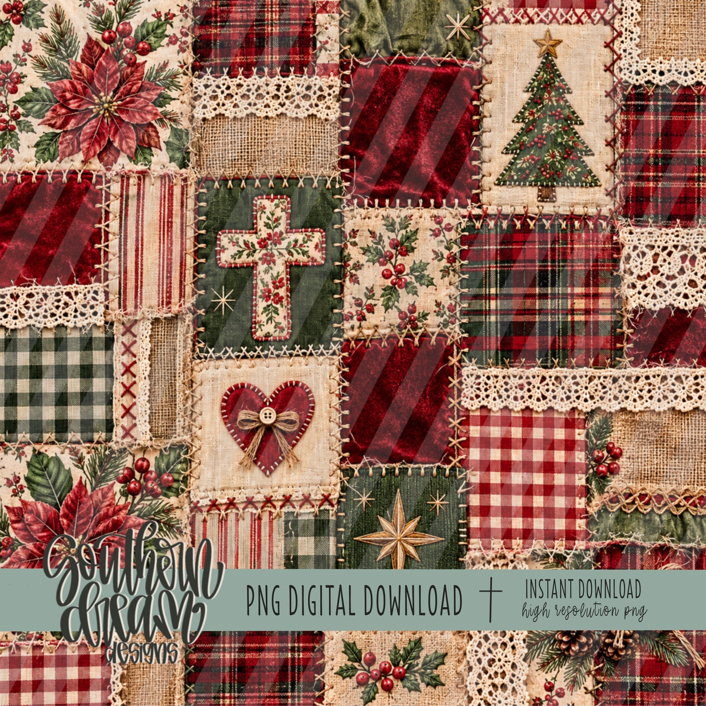 A Homespun Christmas Digital Paper BUNDLE (Not Seamless)