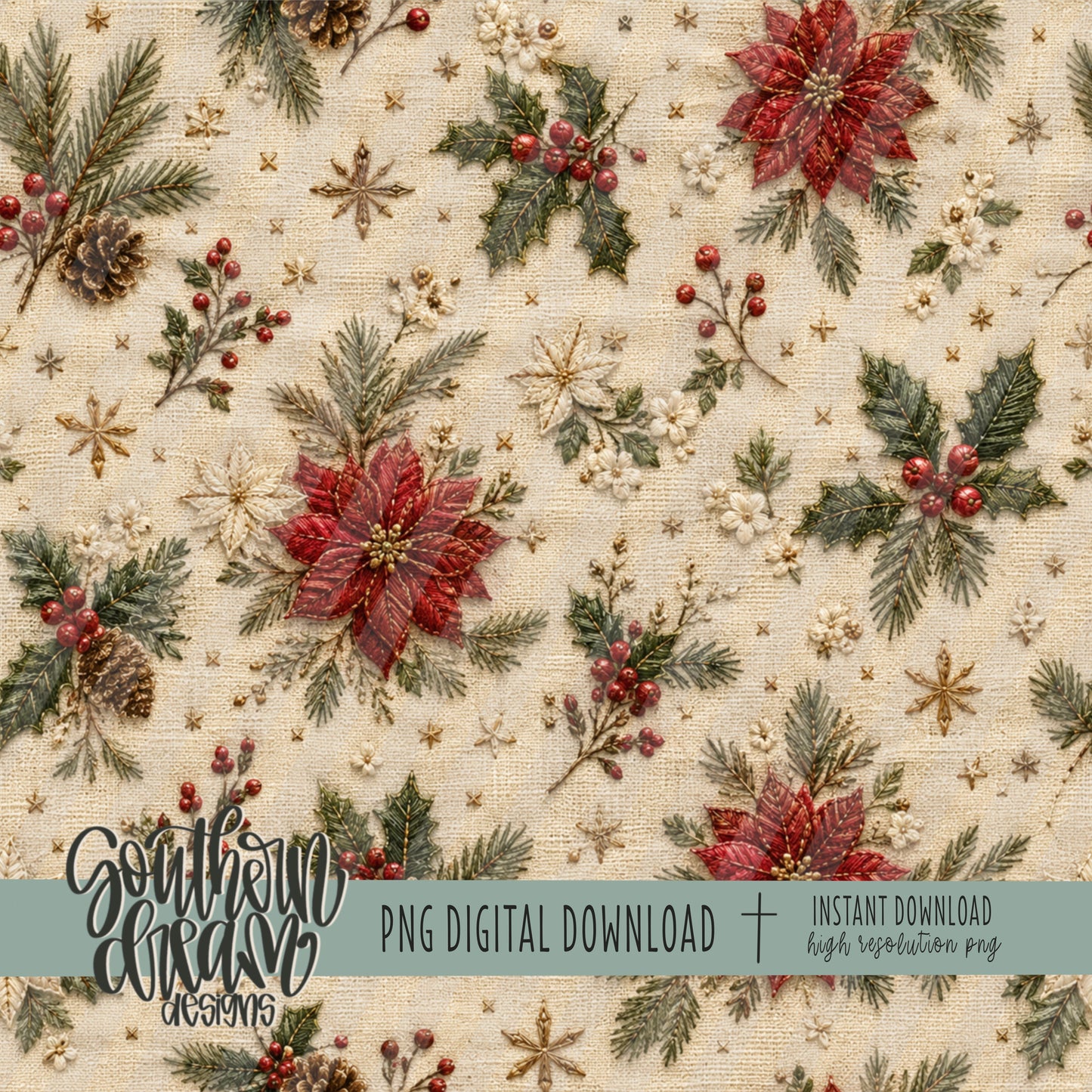 A Homespun Christmas Digital Paper BUNDLE (Not Seamless)