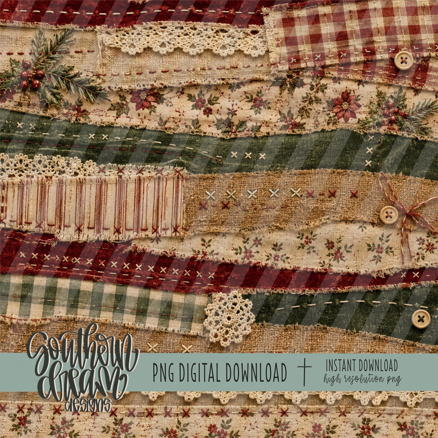 A Homespun Christmas Digital Paper BUNDLE (Not Seamless)