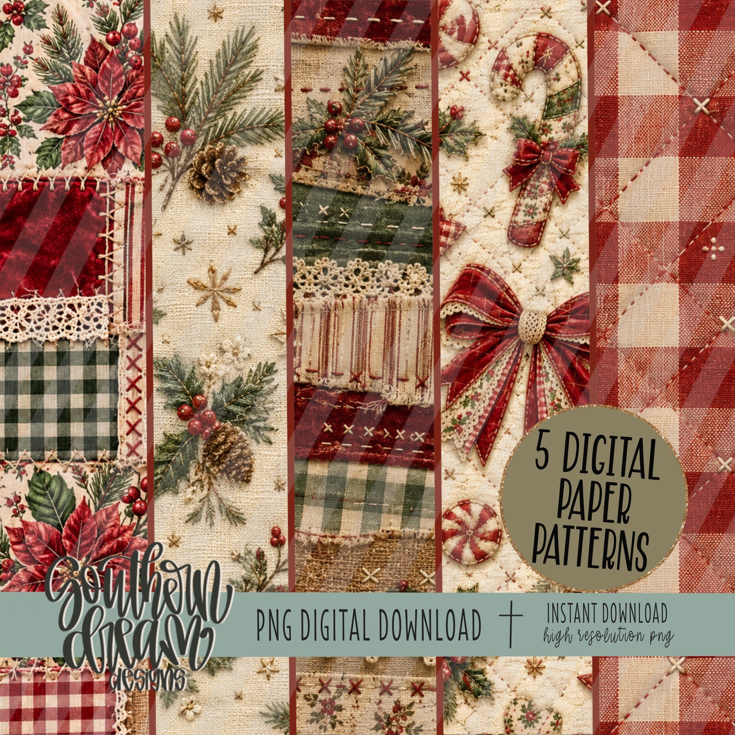 A Homespun Christmas Digital Paper BUNDLE (Not Seamless)