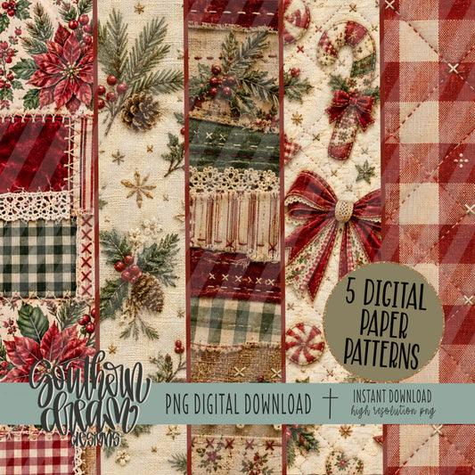 A Homespun Christmas Digital Paper BUNDLE (Not Seamless)