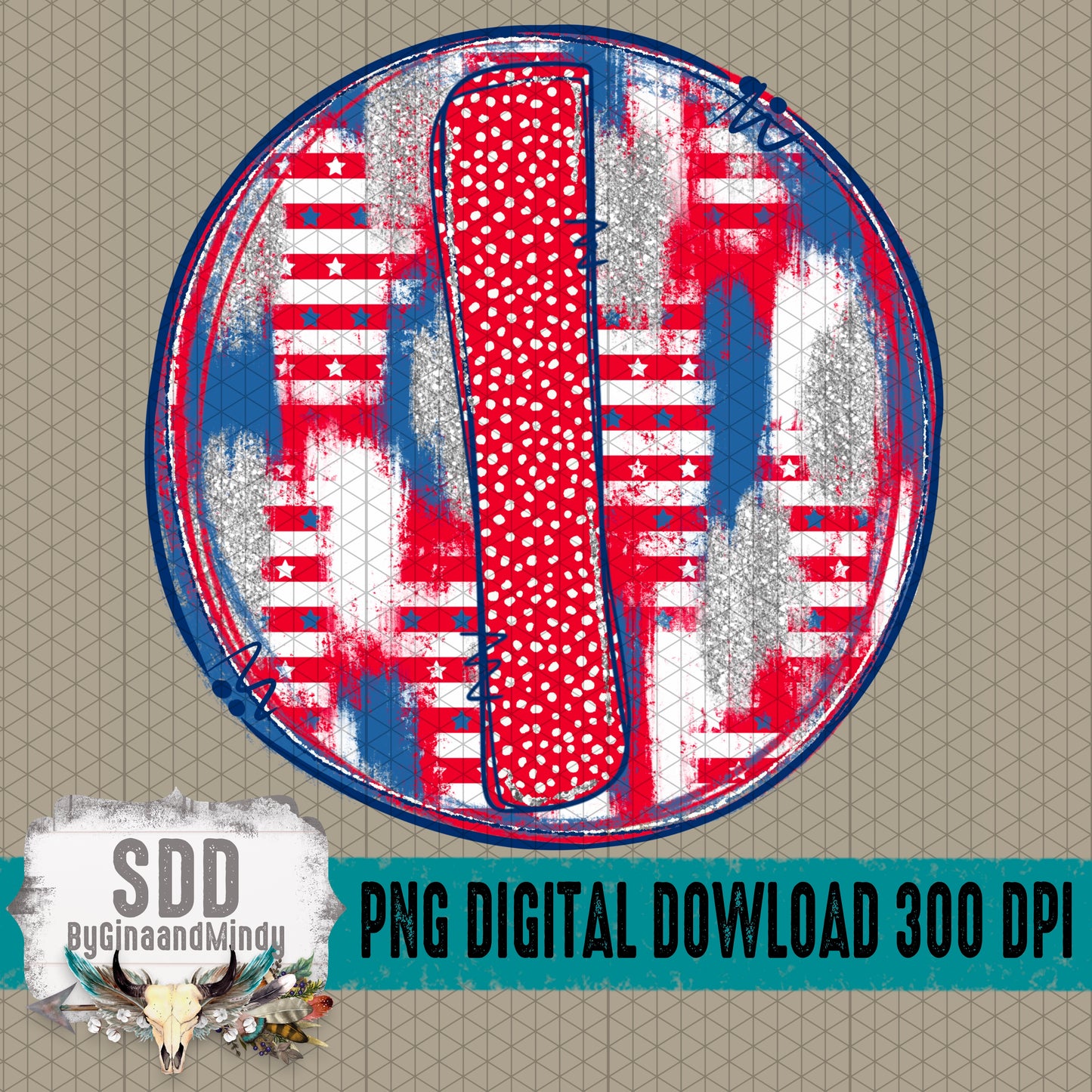 Patriotic Brush Strokes Circle DIY/Personalize; I