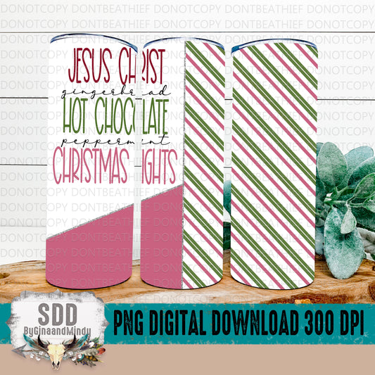 Jesus, Hot Chocolate, Christmas Lights Digital Tumbler