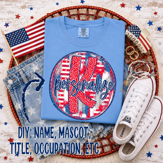 Patriotic Brush Strokes Circle DIY/Personalize; K