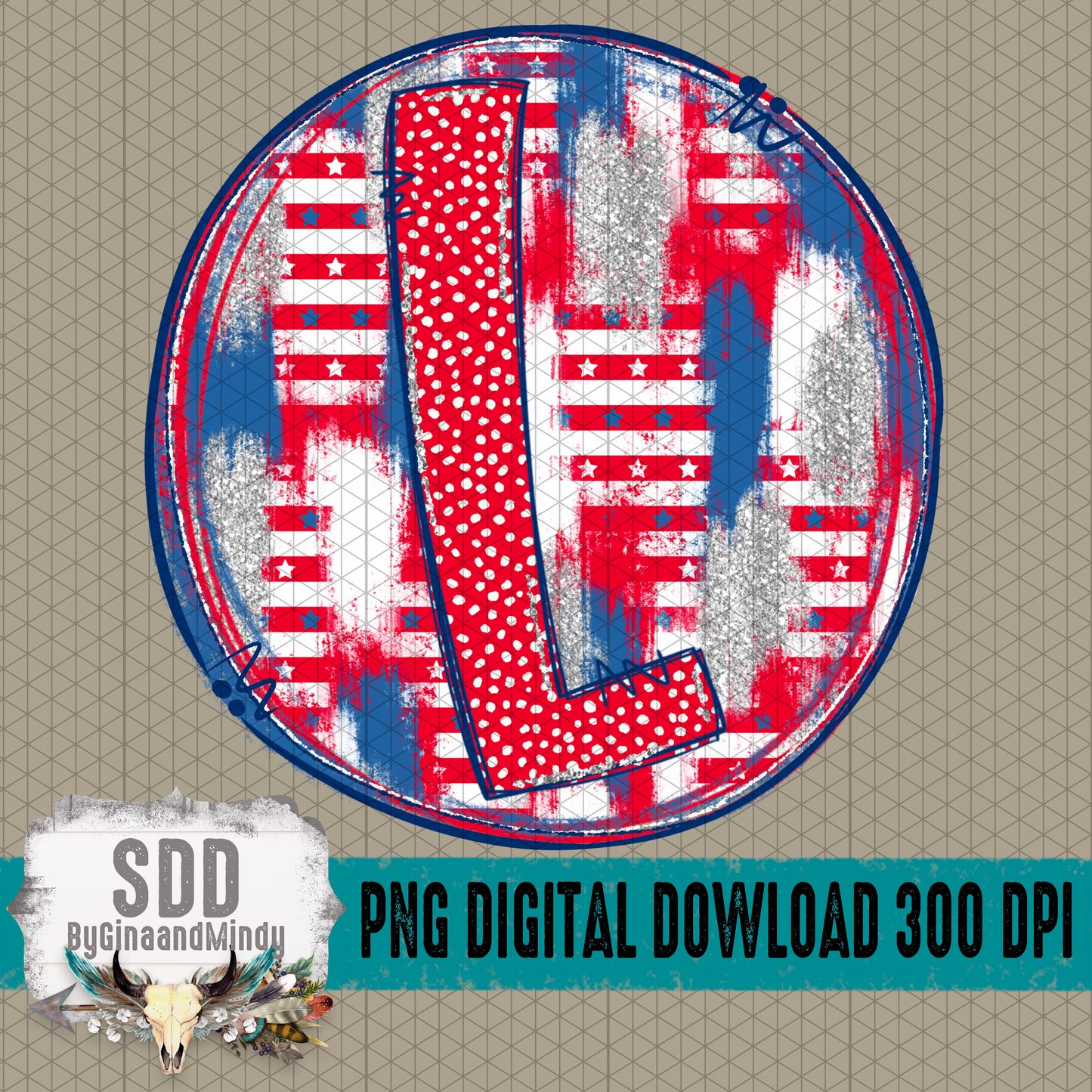Patriotic Brush Strokes Circle DIY/Personalize; L