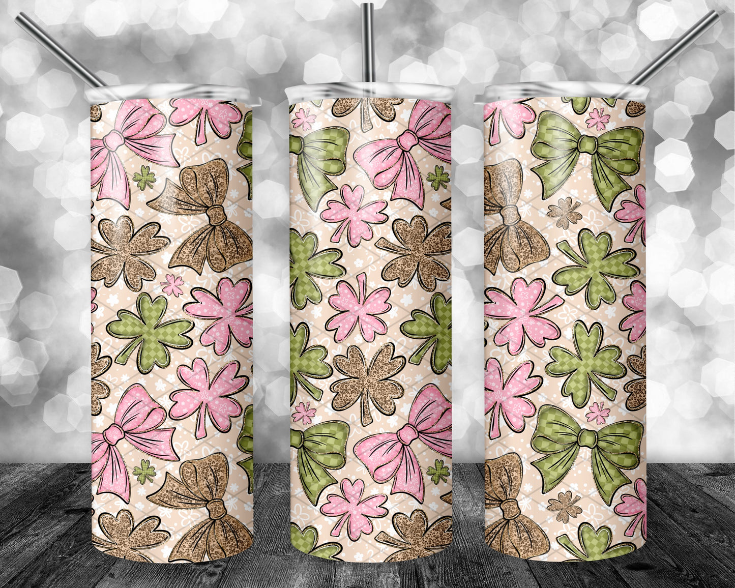 Leopard Bow Shamrocks Seamless Bundle