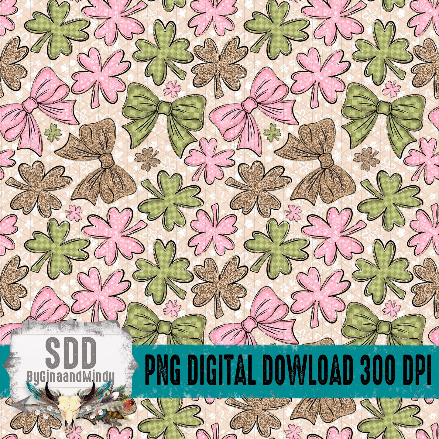 Leopard Bow Shamrocks Seamless Bundle