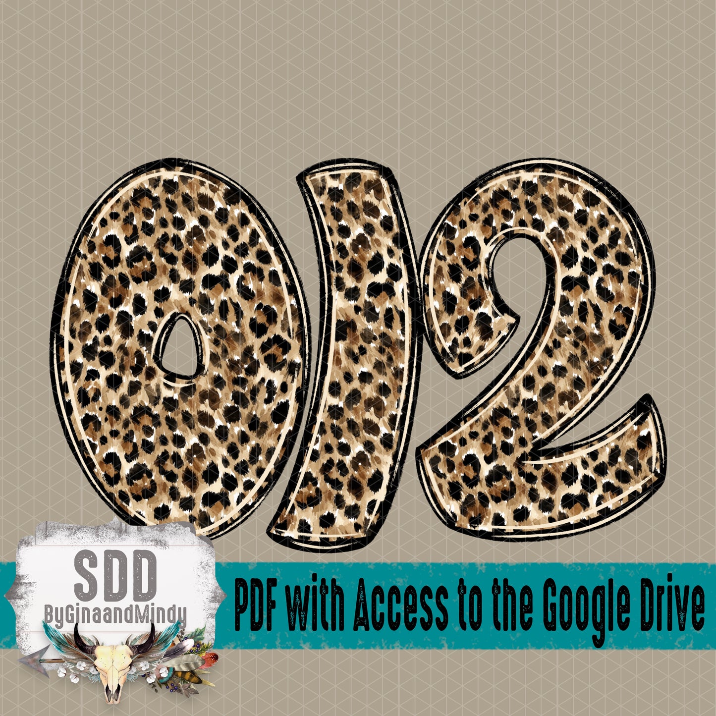 Leopard Doodle Alpha (1 Set Uppercase & Lowercase, 0-9, and Special Characters)