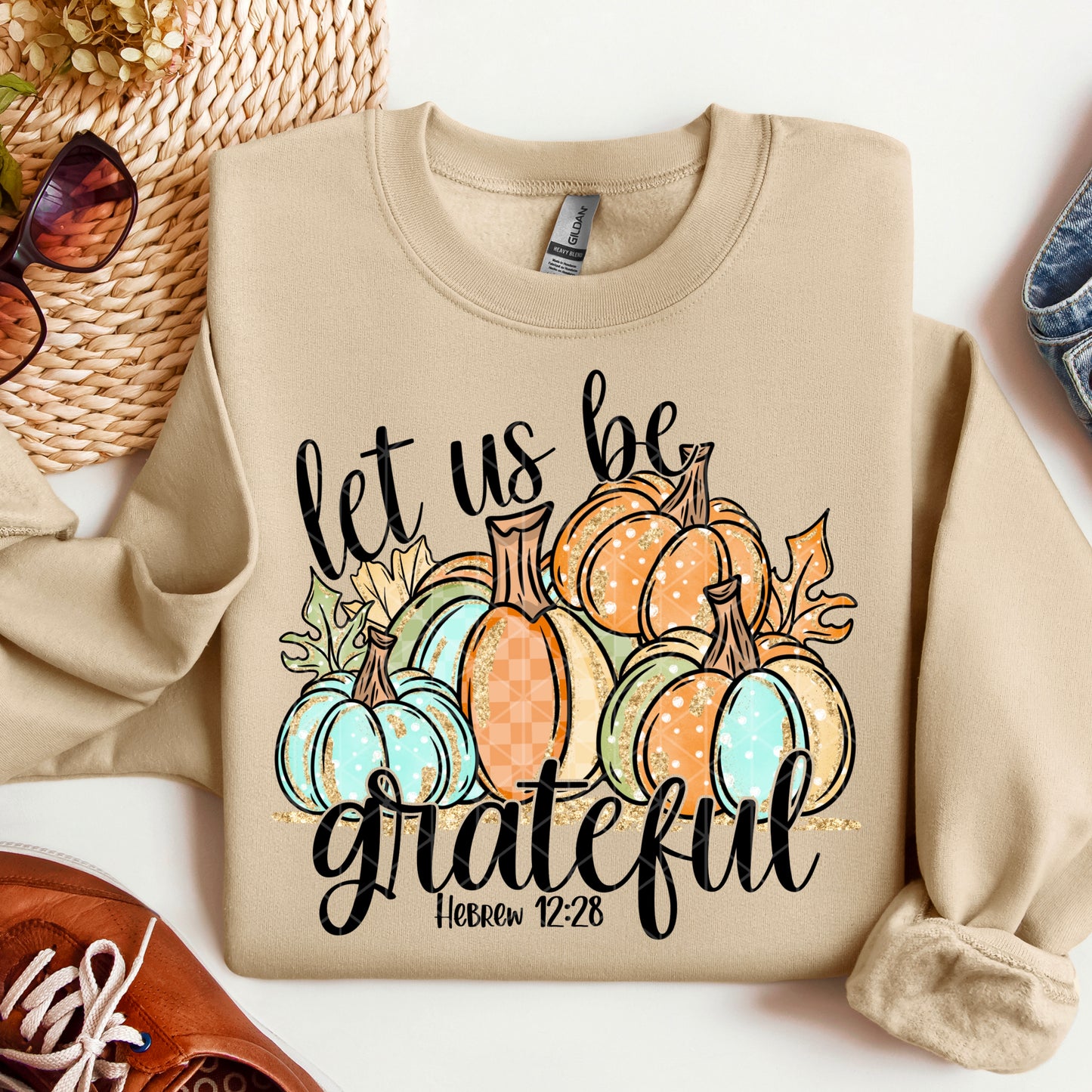 Let Us Be Grateful Colorful Glitter Pumpkins
