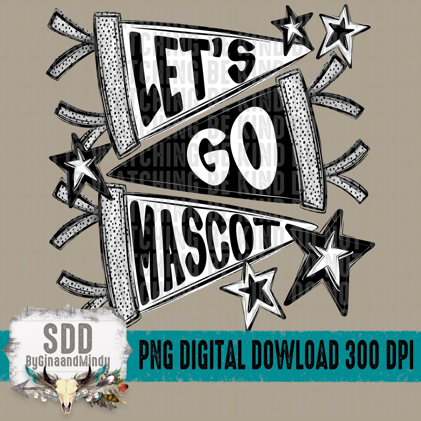 Black and White Pennant Mascot