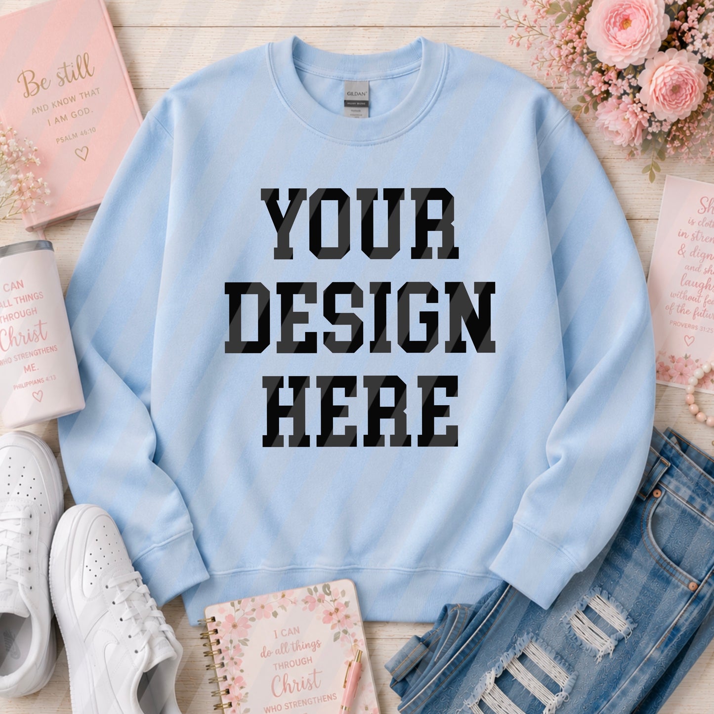 Light Blue Crew Sweatshirt (Faith/Christian)