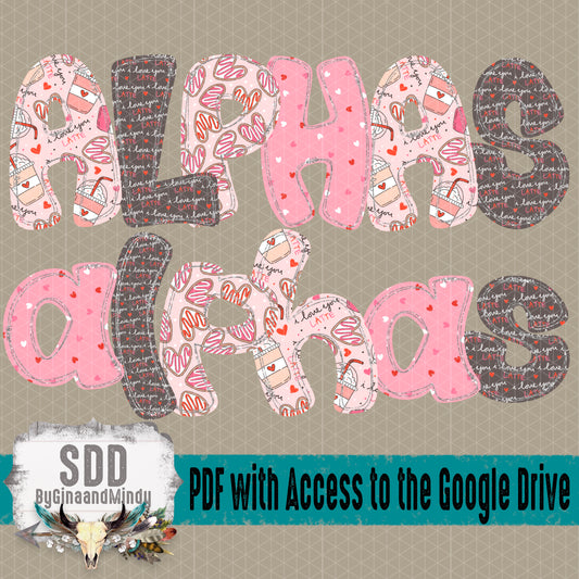 Love You Latte Doodle Alpha (4 Sets Uppercase & Lowercase, 0-9, + Special Characters)